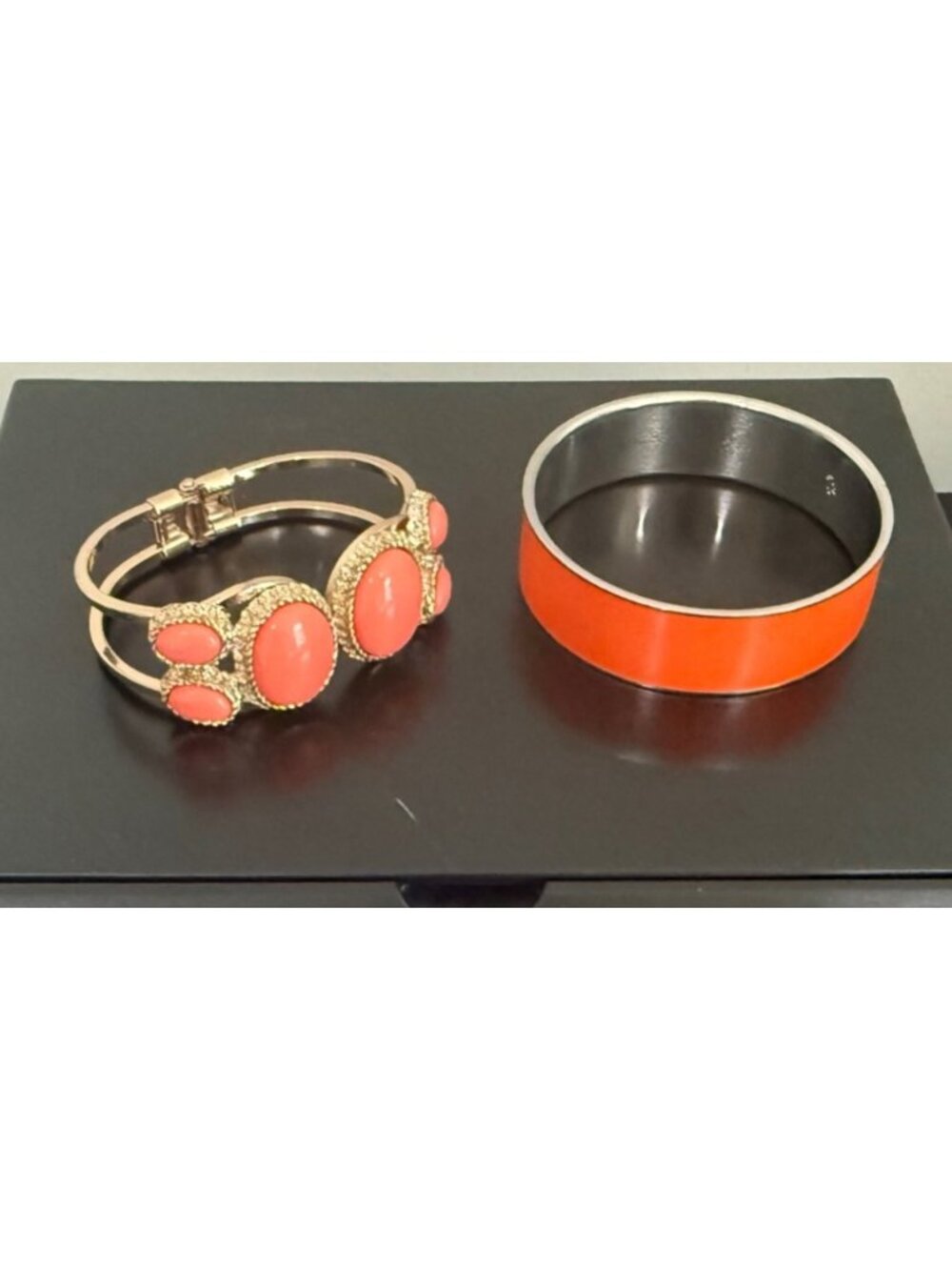 2 Orange Stone Bracelets Ralph Lauren & Unbranded Cuff Brass Bracelet Jewelry